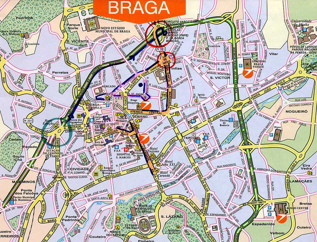 Mappa di Braga - Cartina di Braga in Portogallo