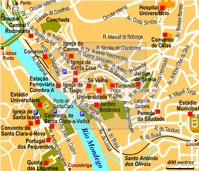 Mappa Coimbra - Cartina di Coimbra in Portogallo
