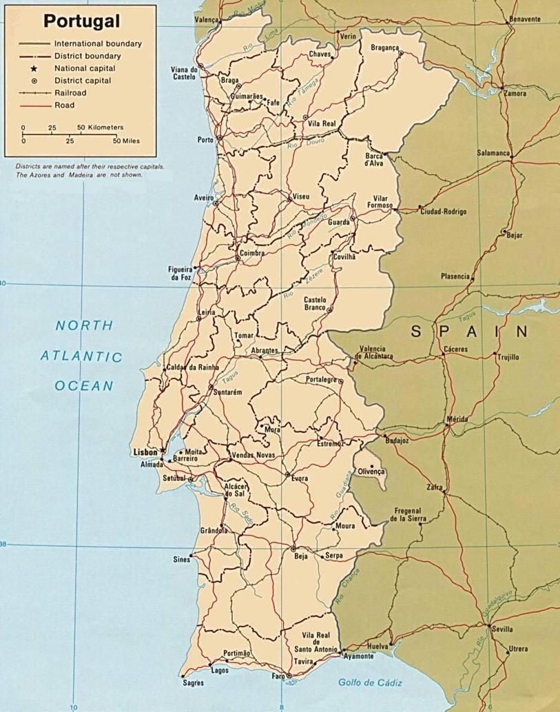 Mappa del Portogallo - Cartina del Portogallo