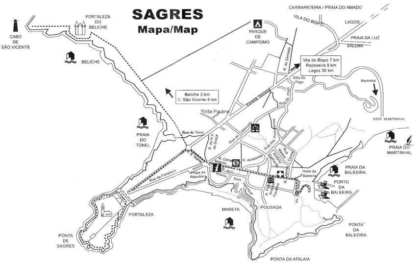 Mappa di Sagres in Portogallo