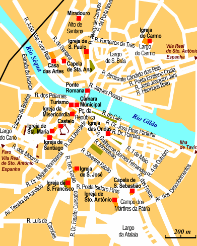 Mappa di Tavira in Portogallo